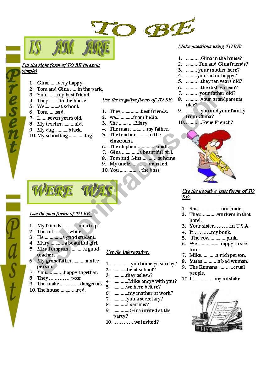 To Be Present And Past ESL Worksheet By Donapeter