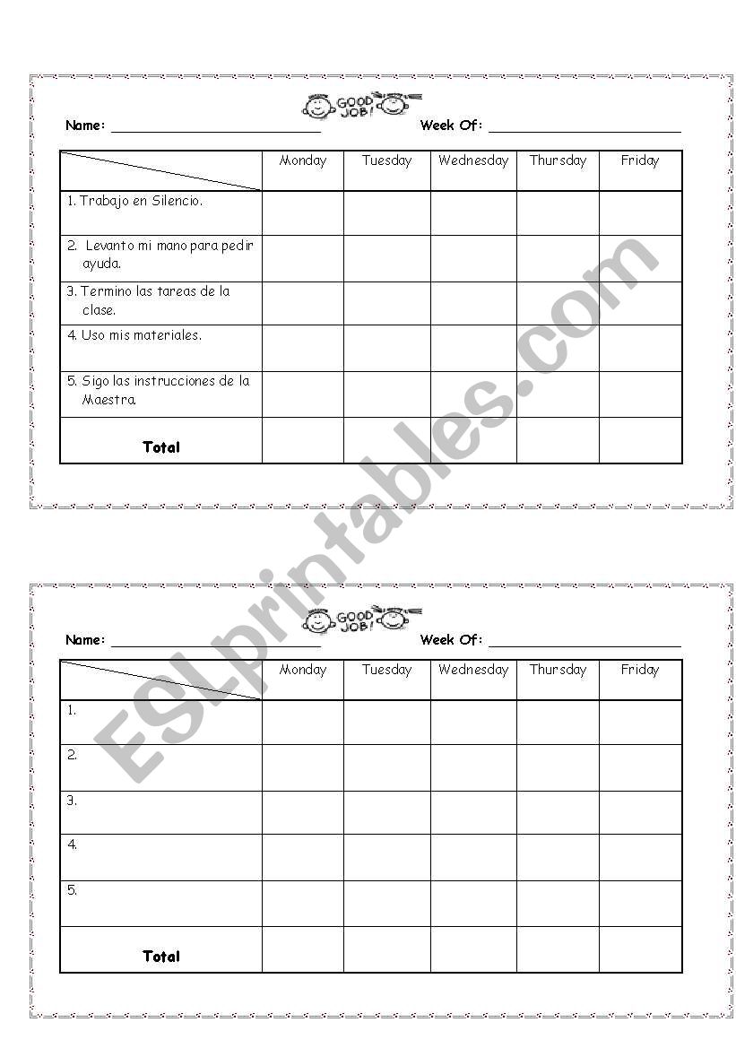 rules assessment table worksheet