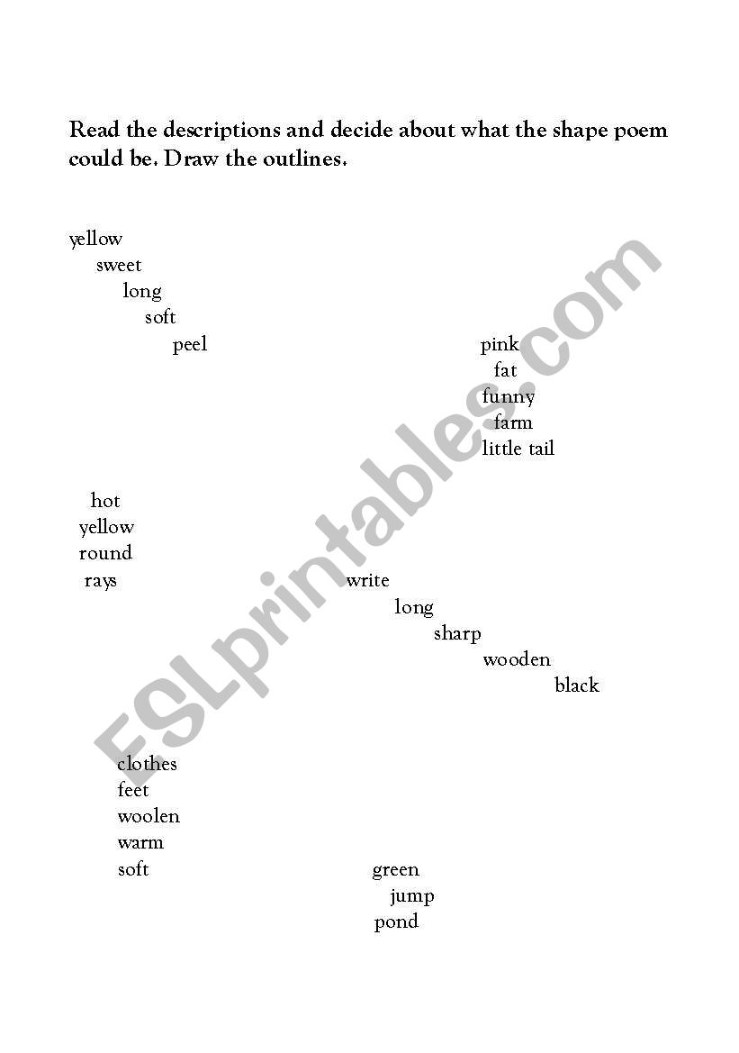 Shape poems worksheet