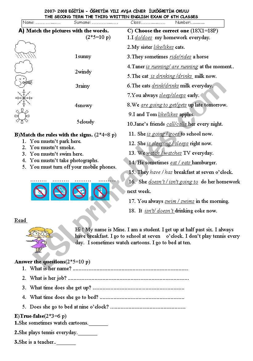 English Exam - ESL Worksheet By Digicom