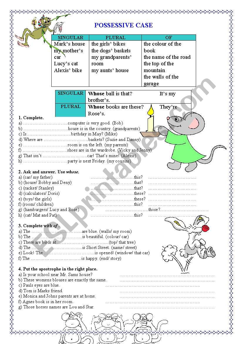 Possessive Case ESL Worksheet By Agnieszka83