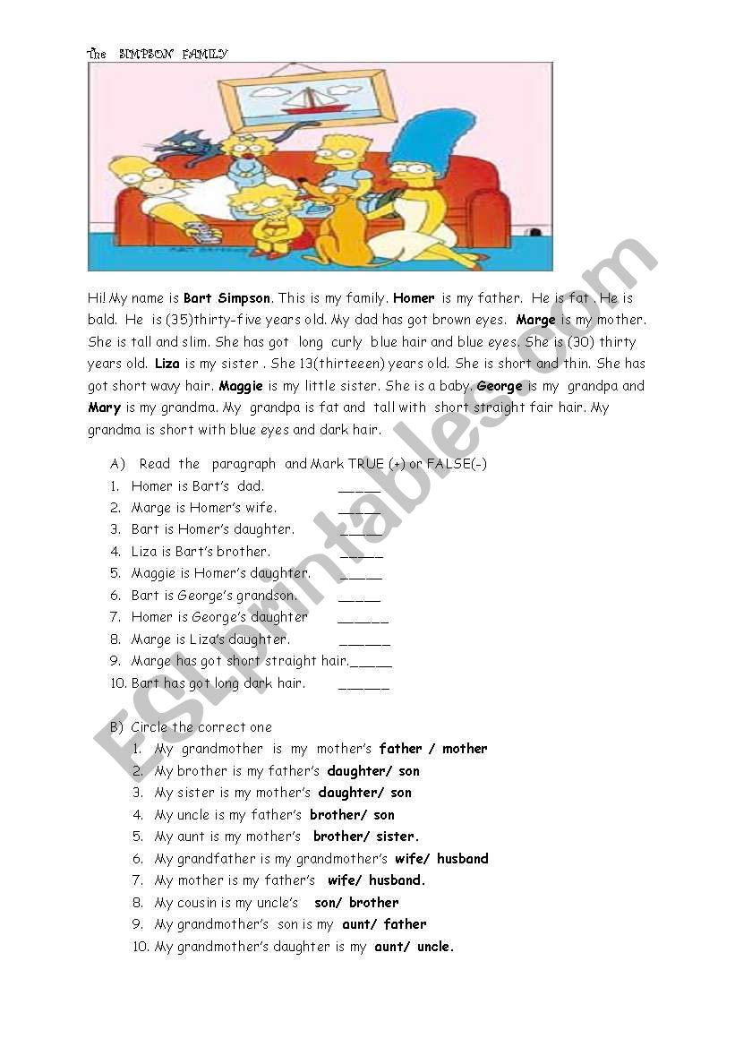 Family tree worksheet