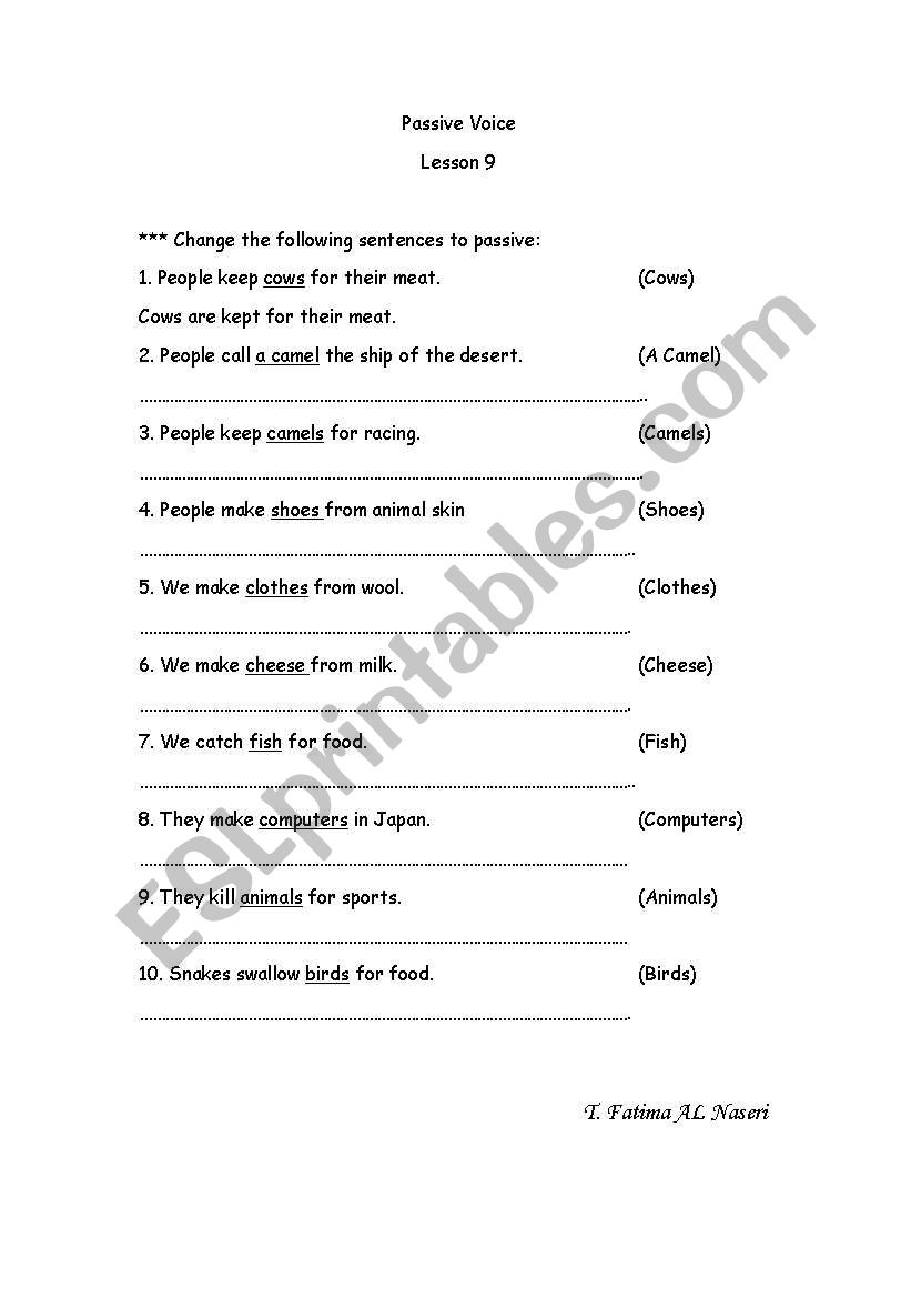 Passive voice worksheet