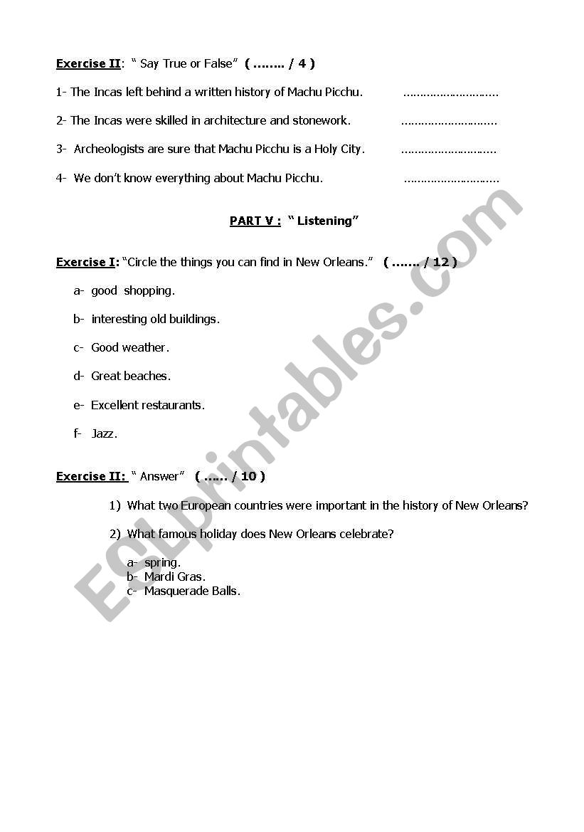 final test third part worksheet