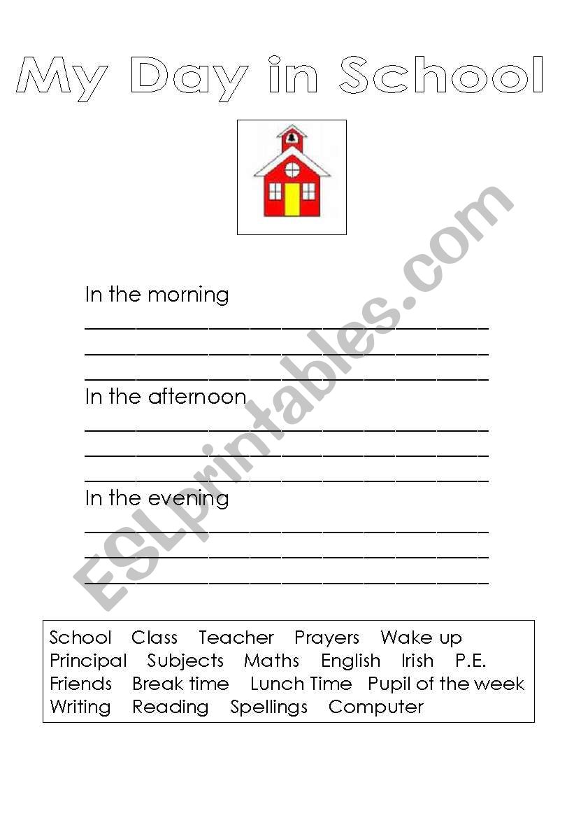 My day at school worksheet