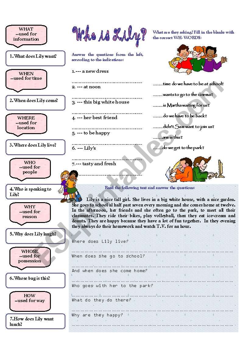 Who is Lily? worksheet