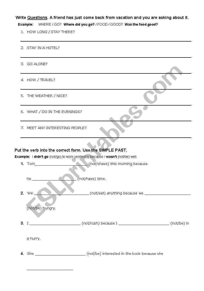 Simple past worksheet