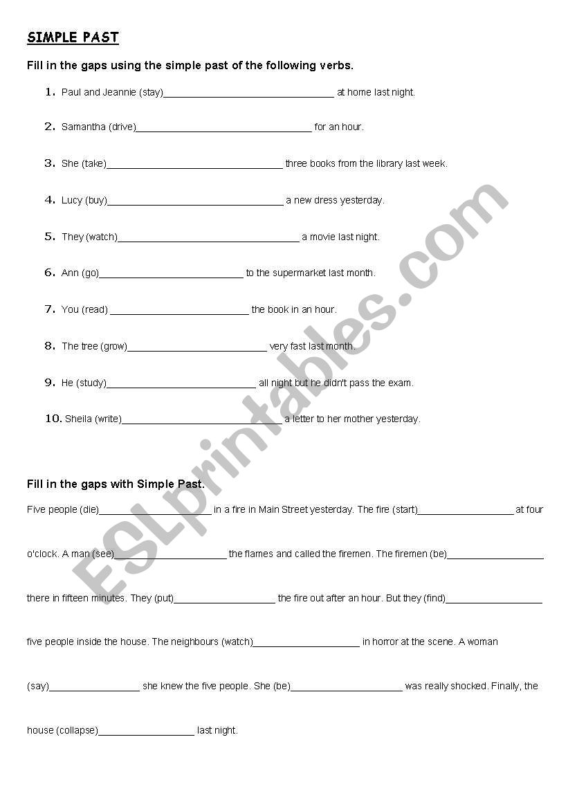 Simple past 6 worksheet