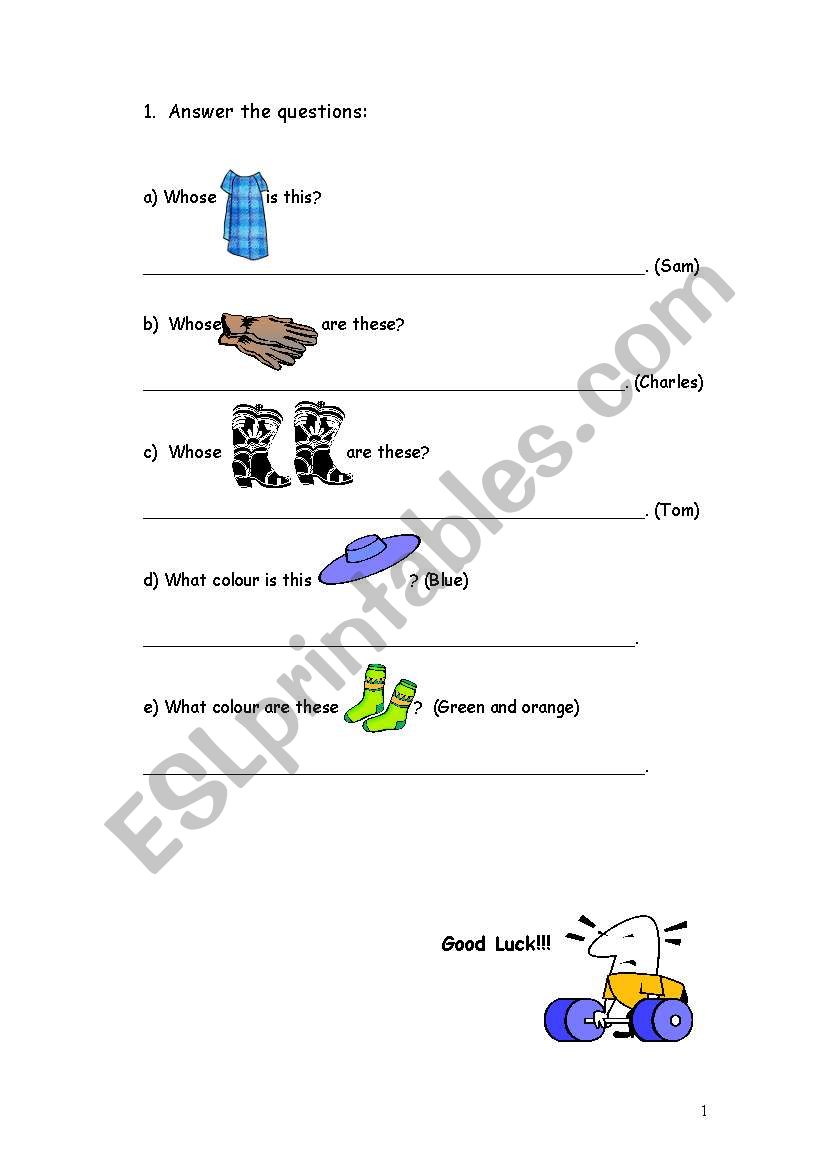 Last part of the english test (clothes)