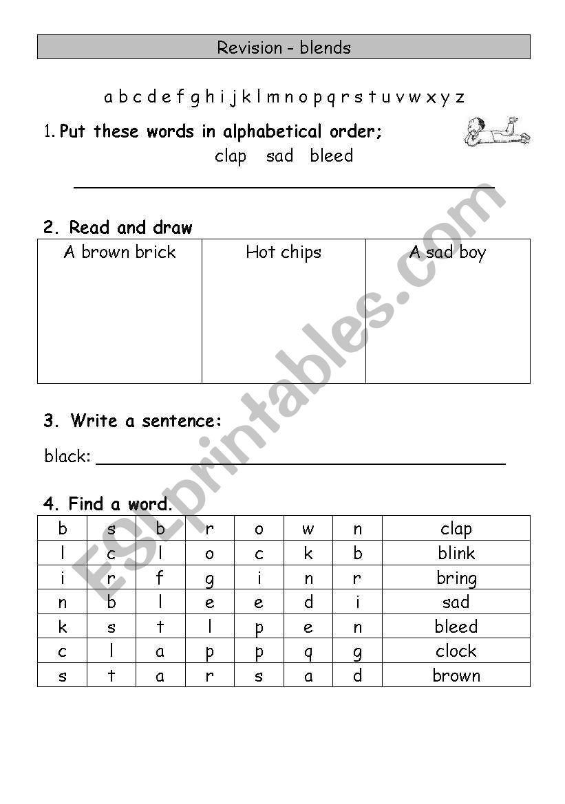 blends - revision worksheet