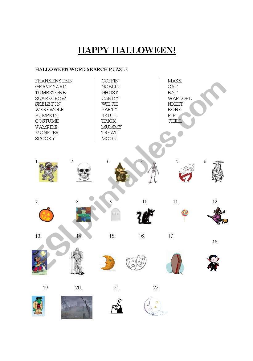 Halloween worksheet