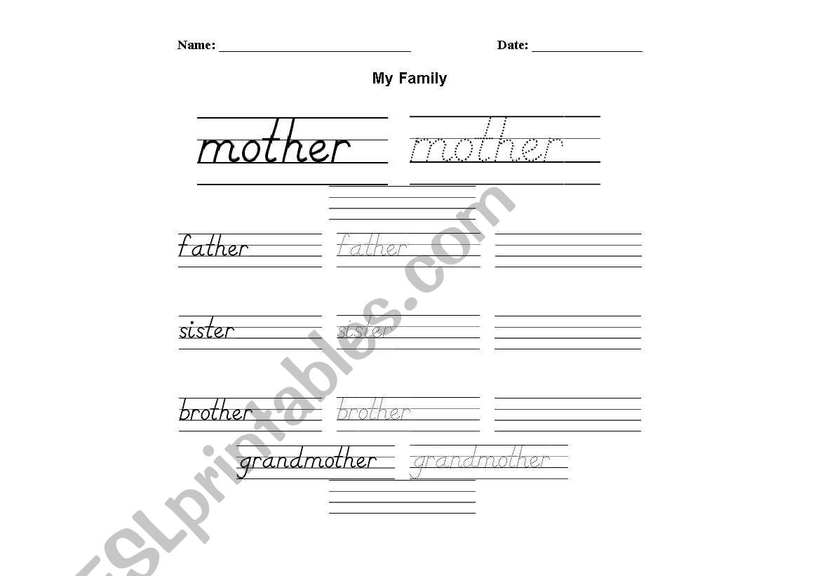 family tree worksheet