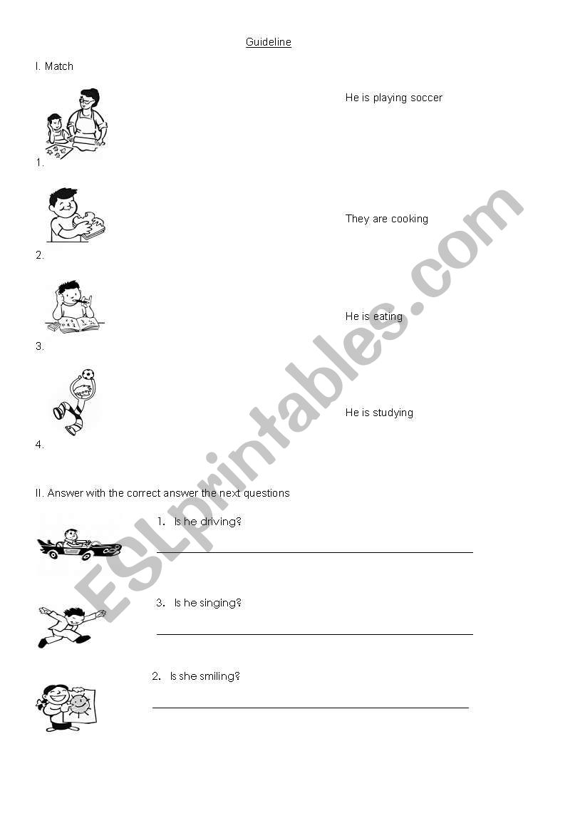 Present continuous guideline worksheet