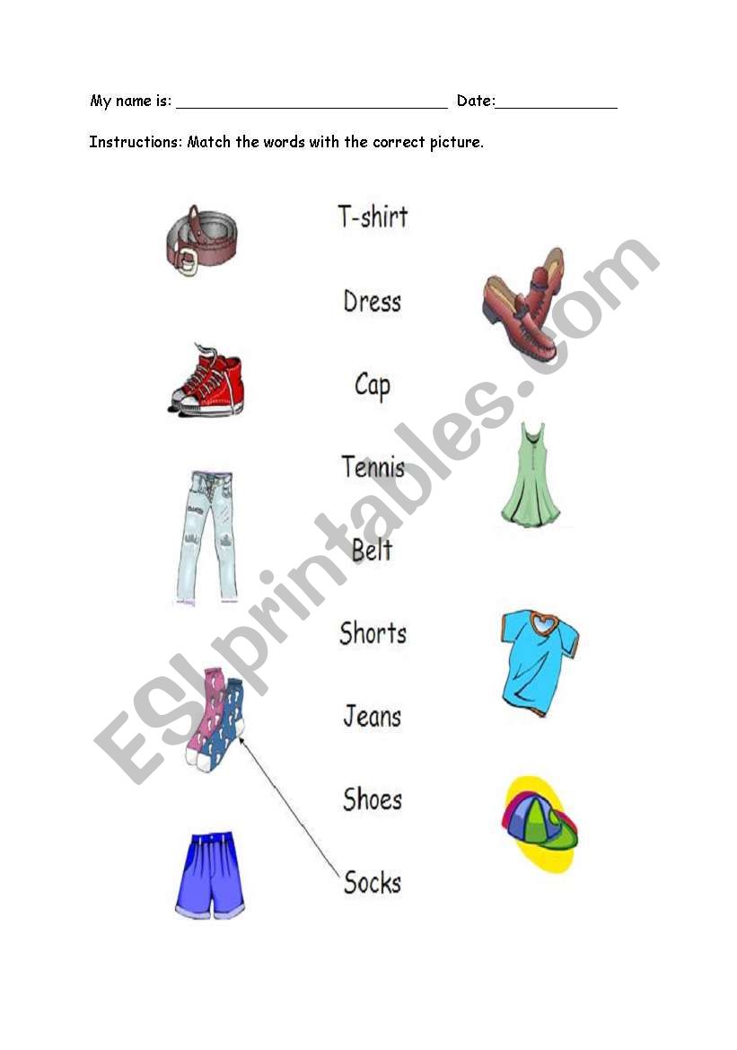 Clothes Matching worksheet