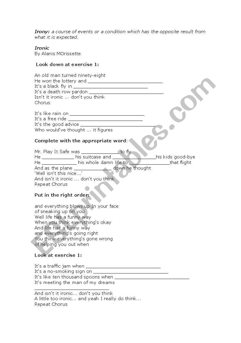 Song for accent reduction worksheet