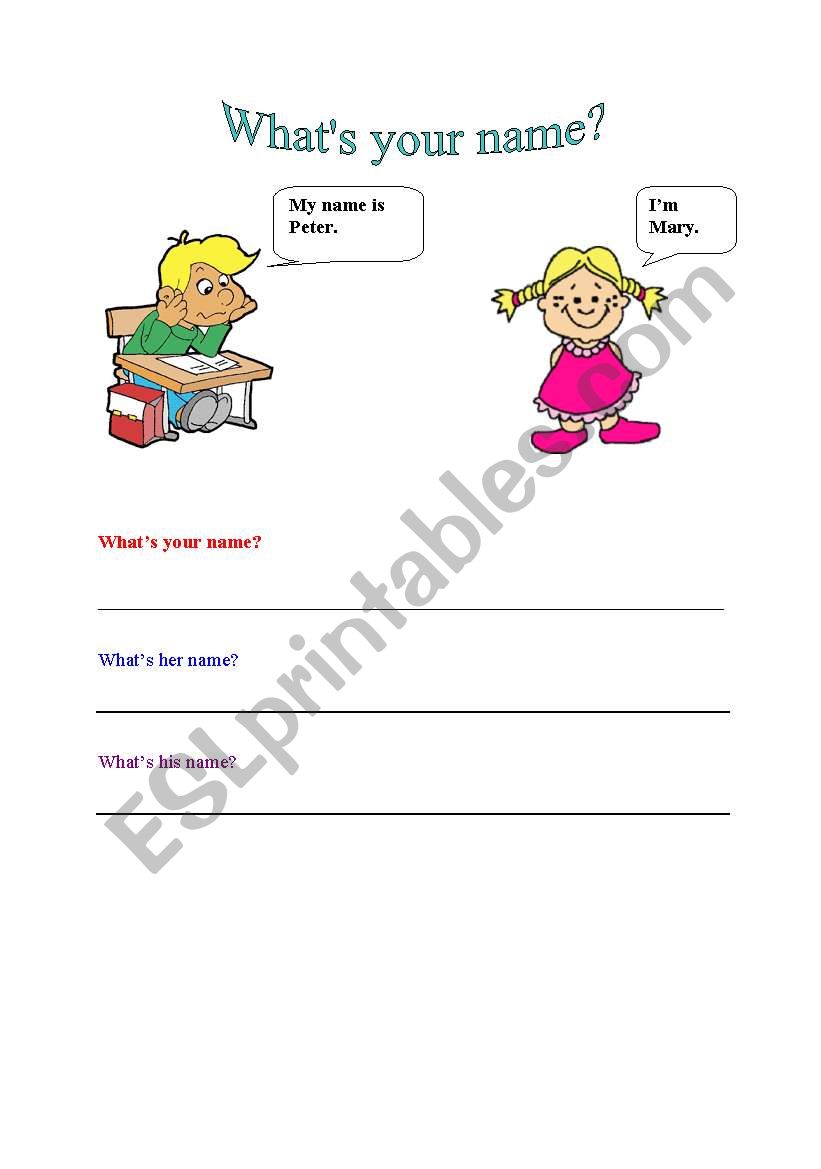 English Worksheets What S Your Name
