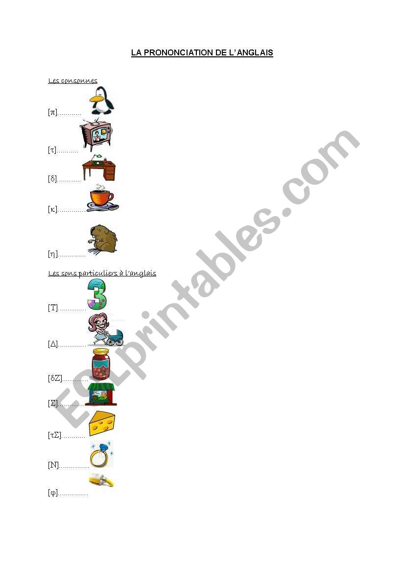 Phonetics - consonants worksheet