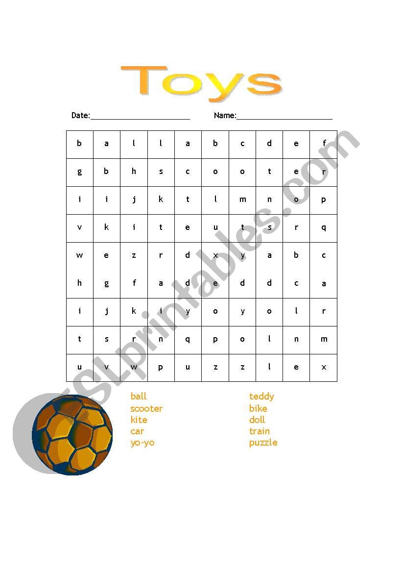 Toys worksheet