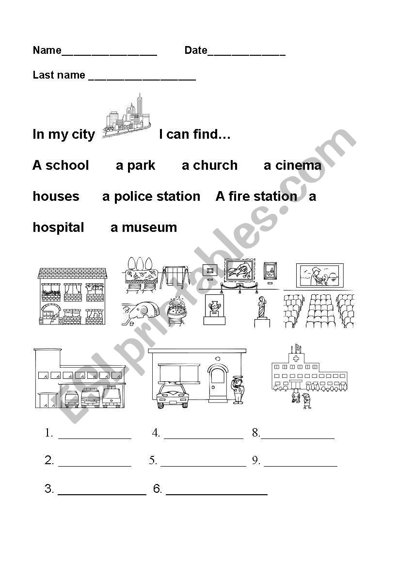 The city worksheet