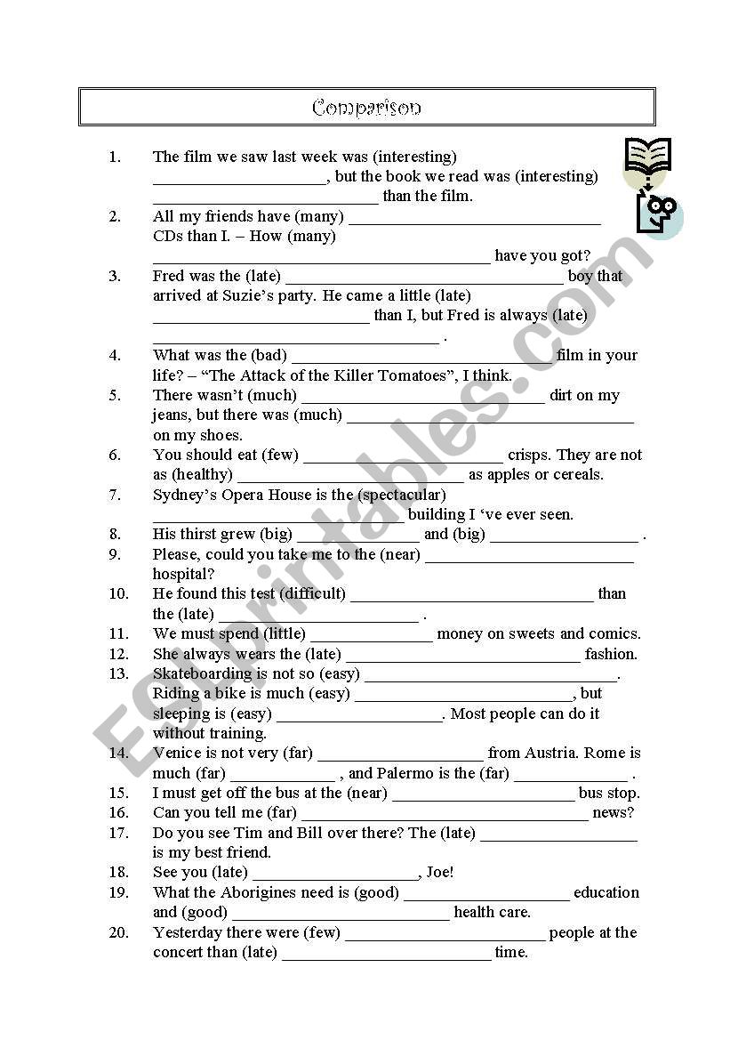 Comparison - ESL worksheet by guli