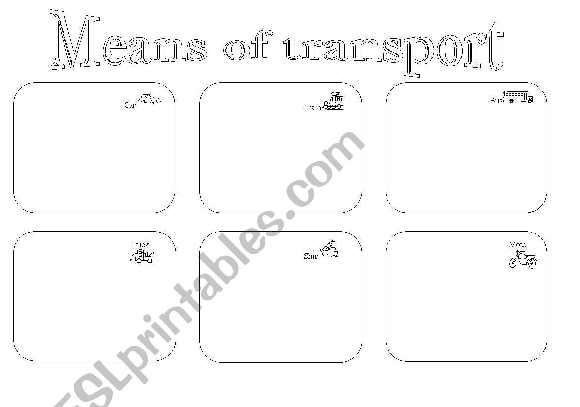 Means of Transport worksheet