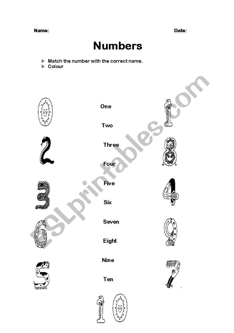 Numbers worksheet