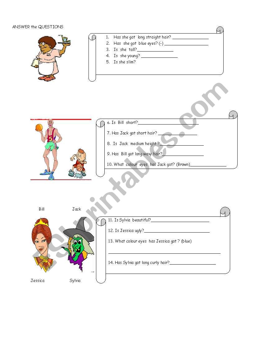 Describing people worksheet