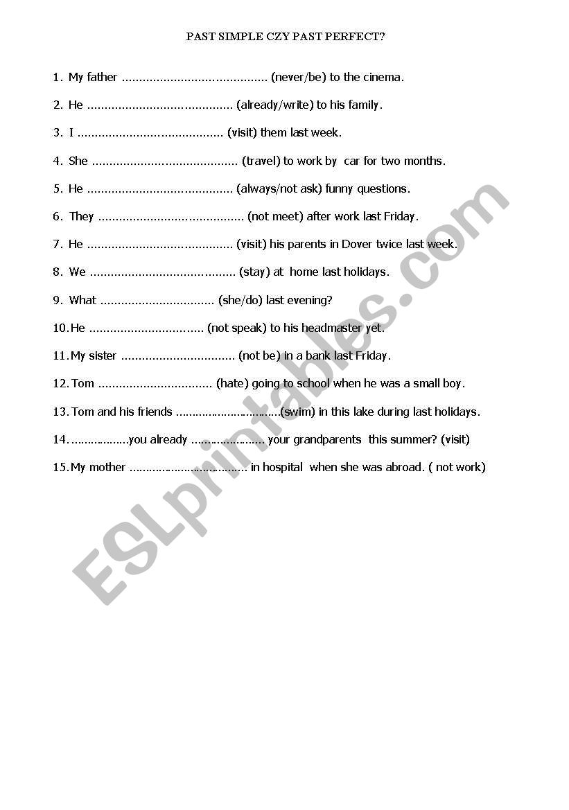 Past or Perfect worksheet