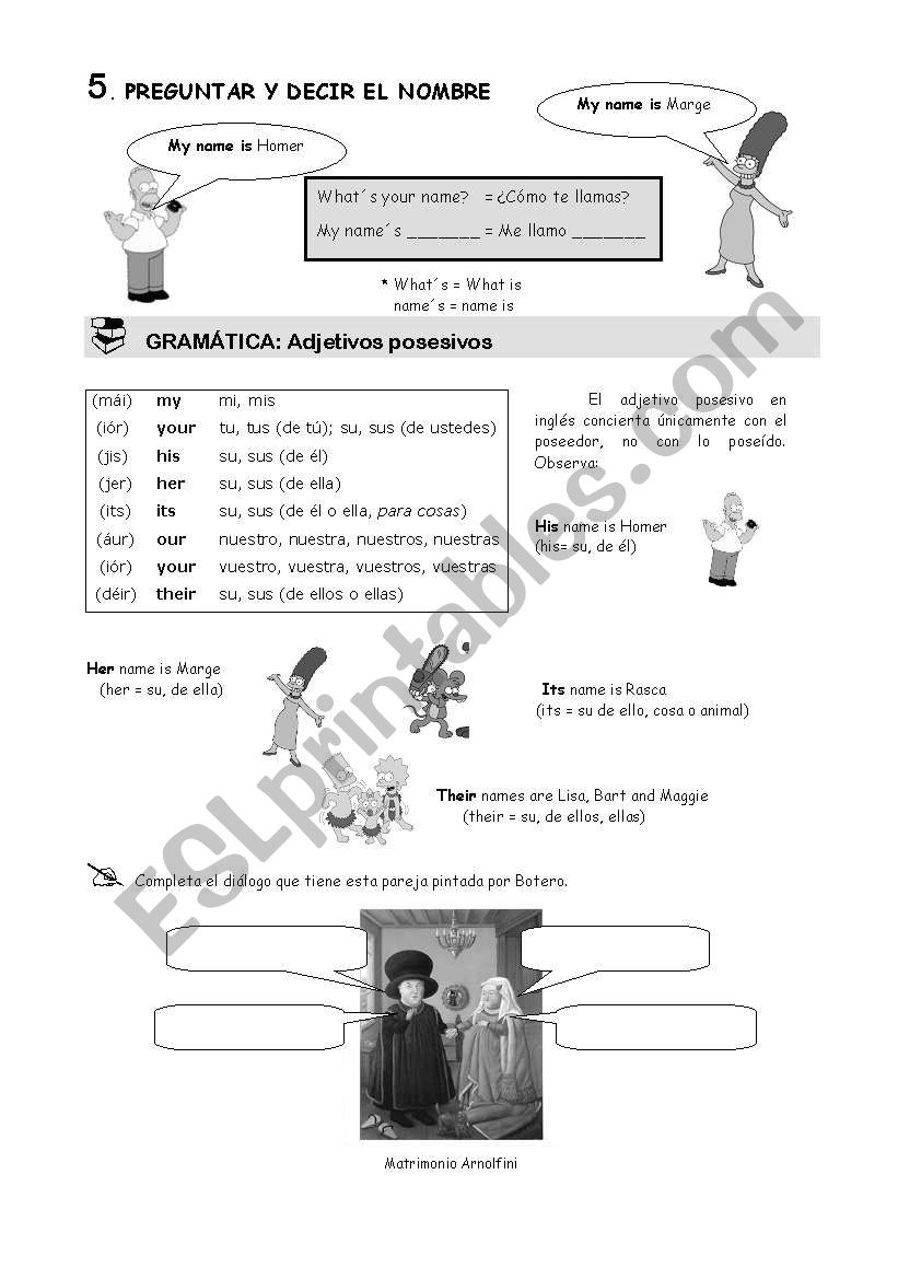 My Your His Her Esl Worksheet By Nogamu