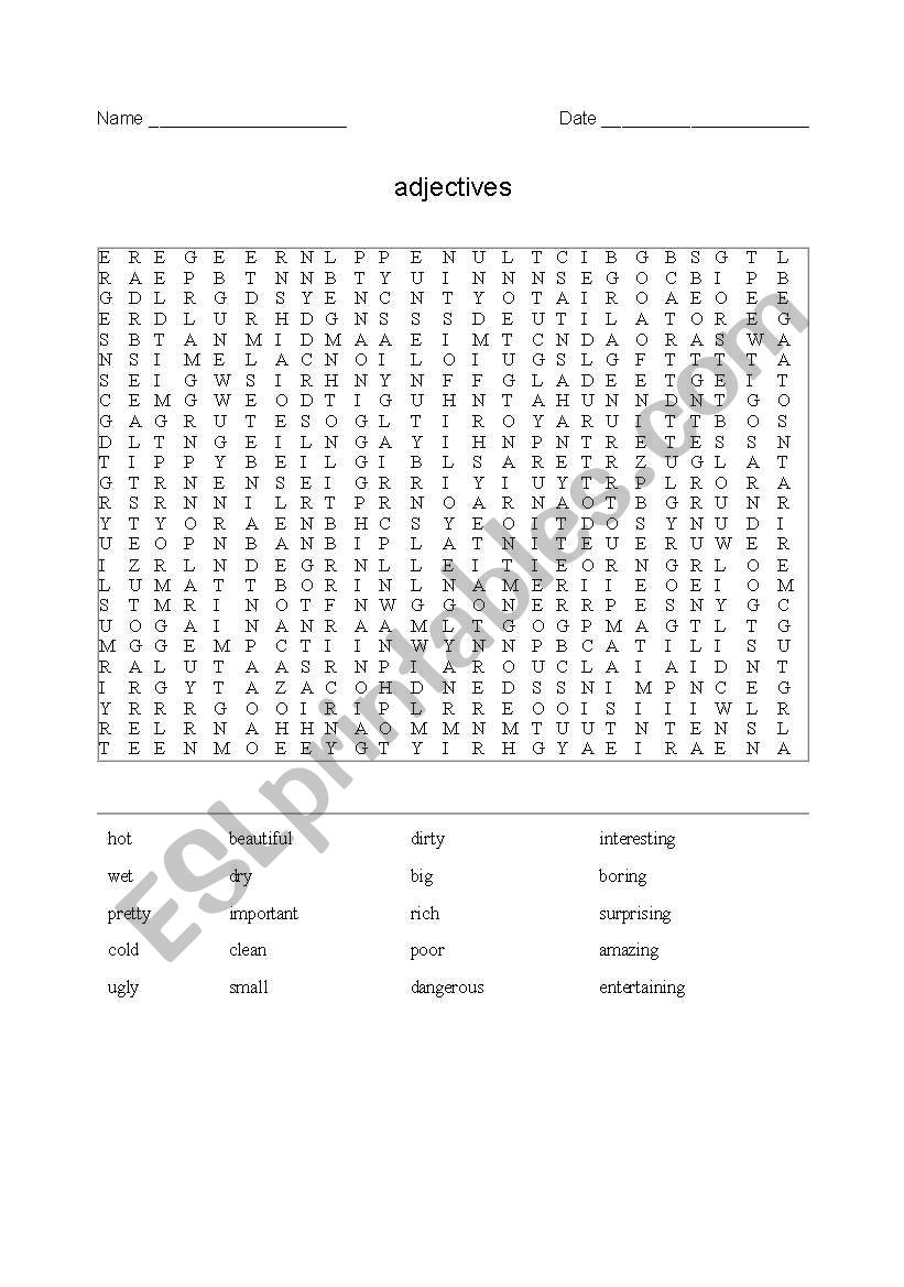 adjectives worksheet