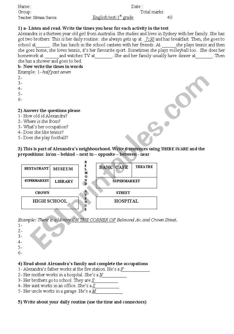 evaluation test beginners worksheet