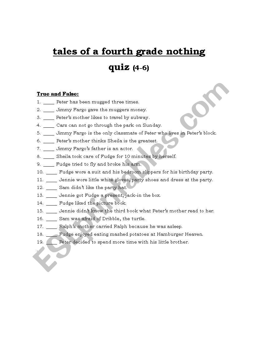 tales of fourth grade nothing quiz 2