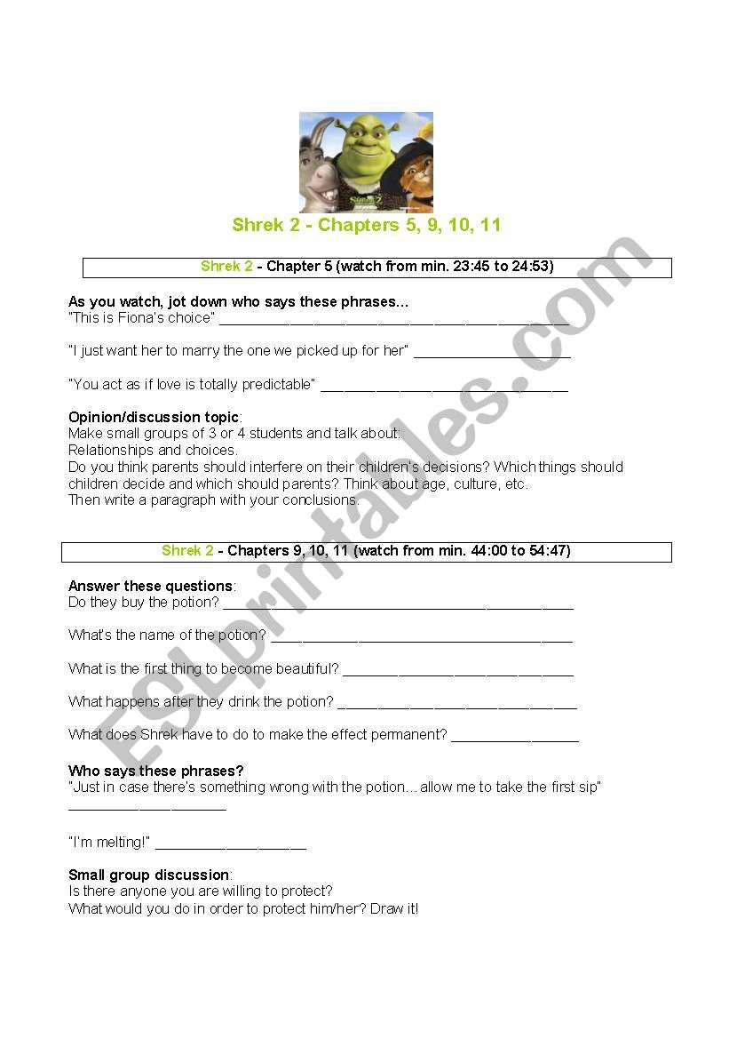 Video activity: Shrek 2 chapters 5-9-10-11