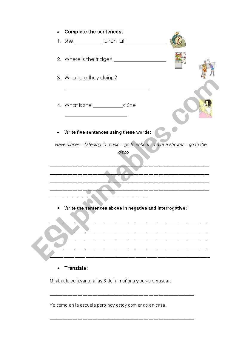 daily routines worksheet