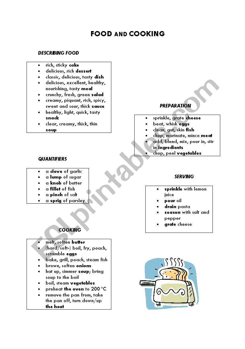 food and cooking - ESL worksheet by mencinger