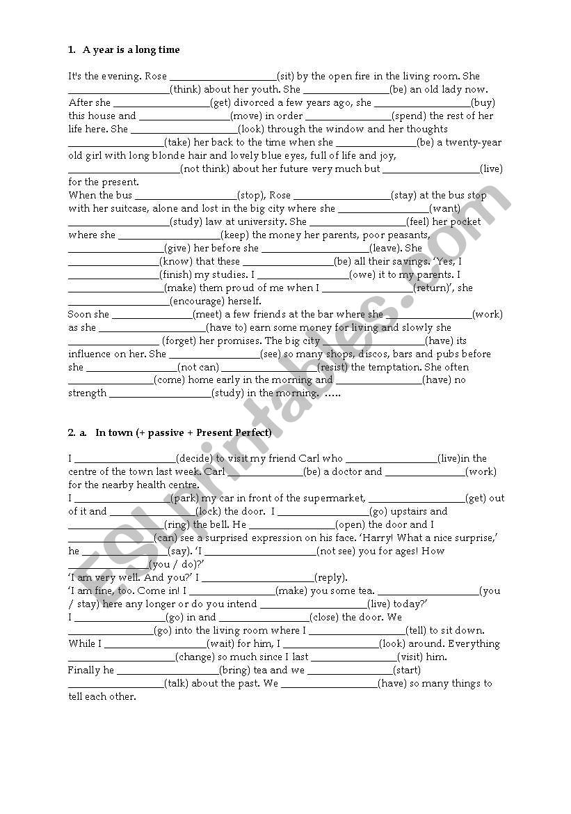 tenses + passive /active worksheet