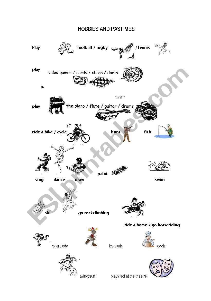 Hobbies worksheet