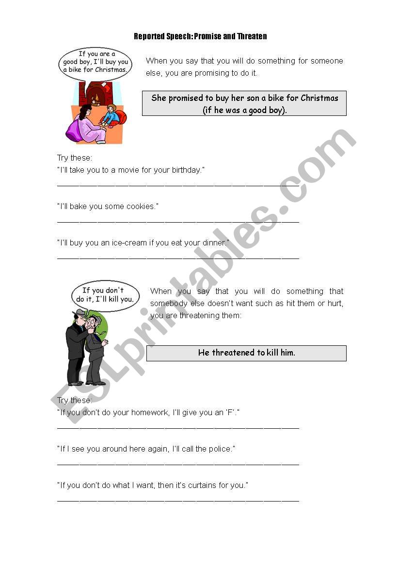 reported speech worksheet