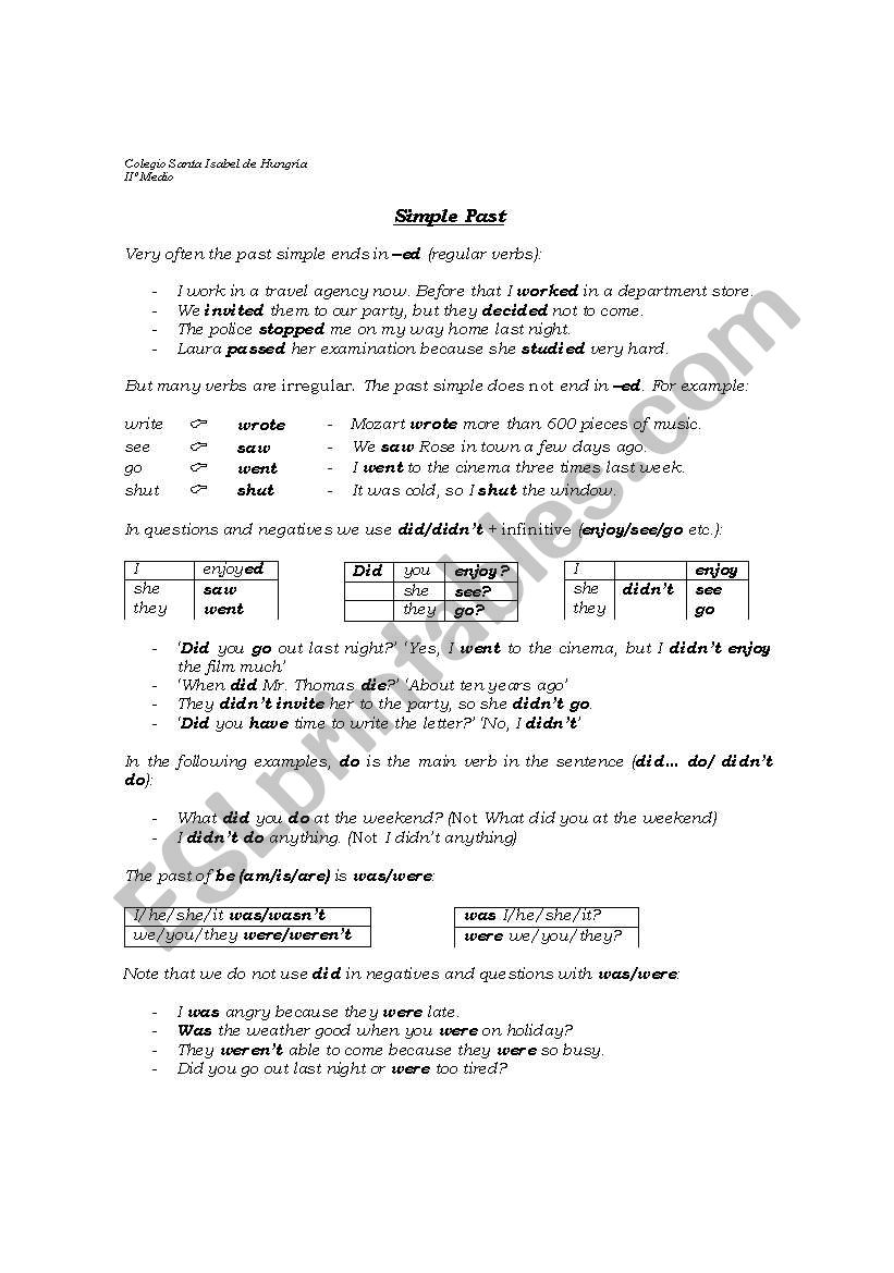 Simple Past worksheet