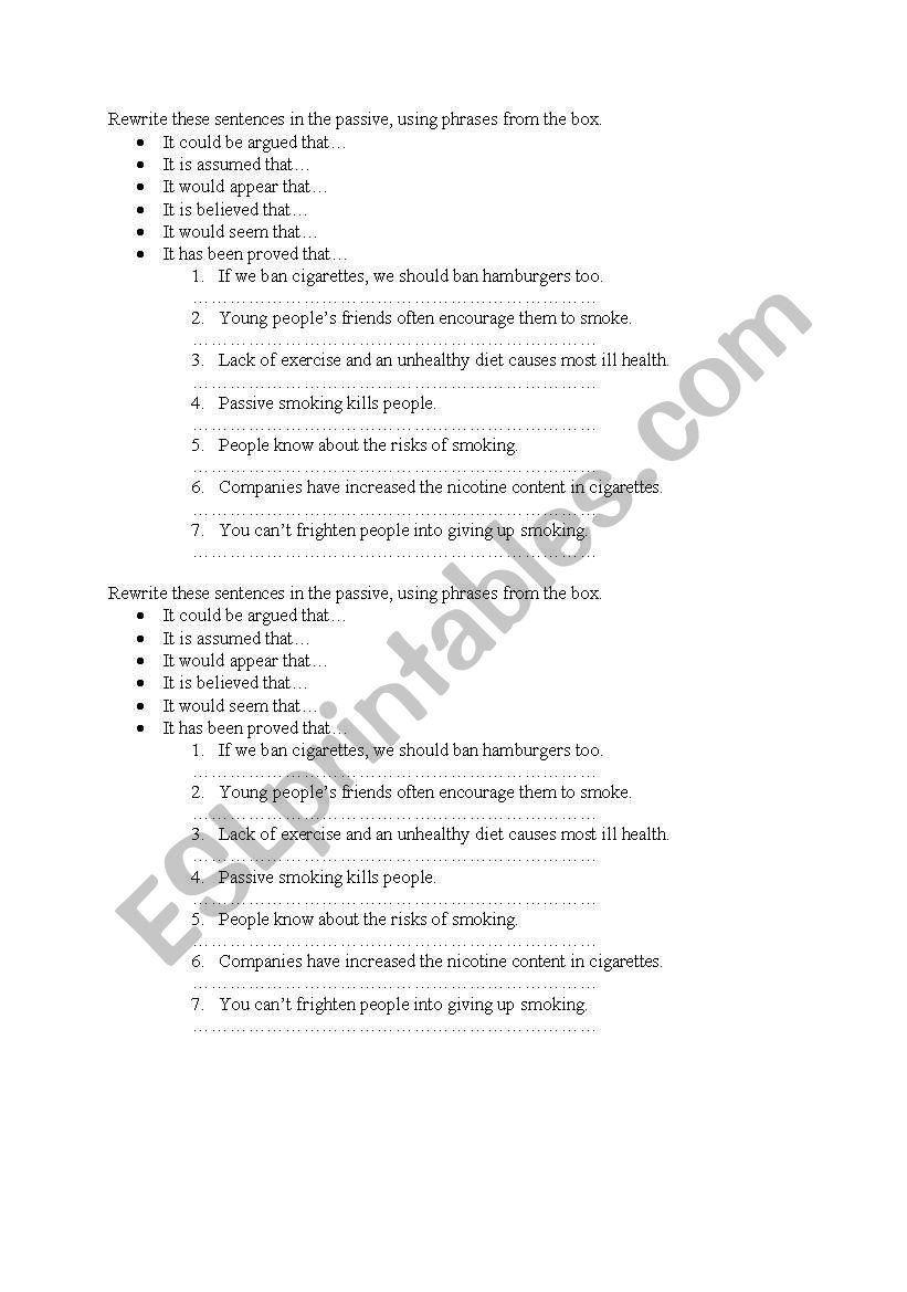 passive vioce worksheet