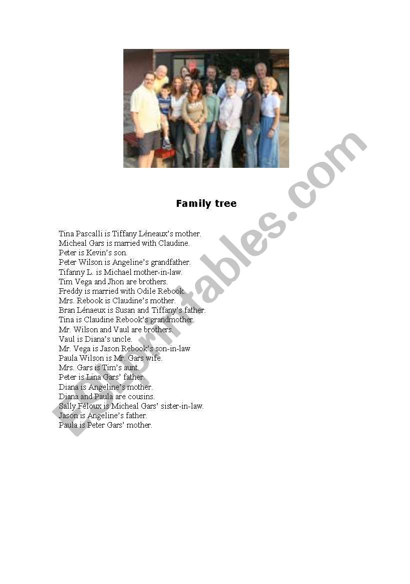 the family tree worksheet