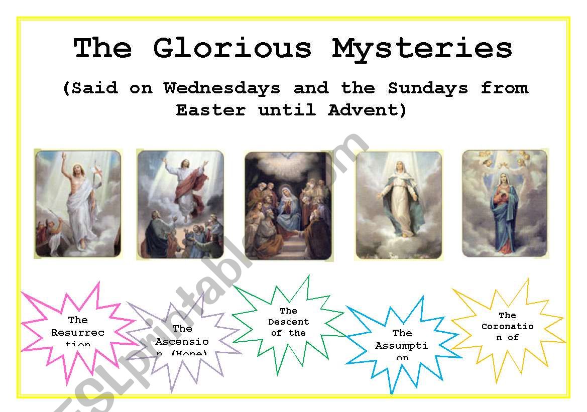 Glorious Mysteries Of The Rosary Printable