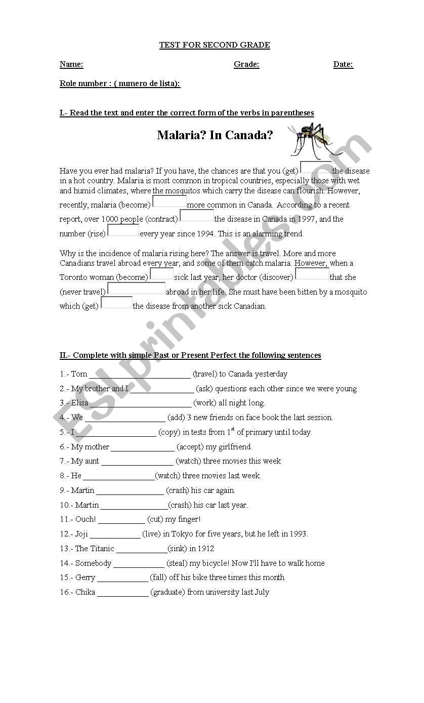 Test about Present perfect v/s simple past