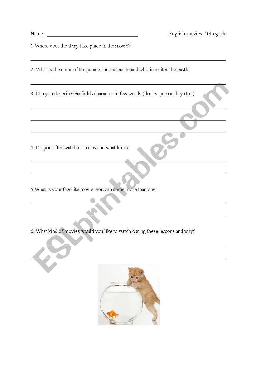 Garfield 2 worksheet worksheet