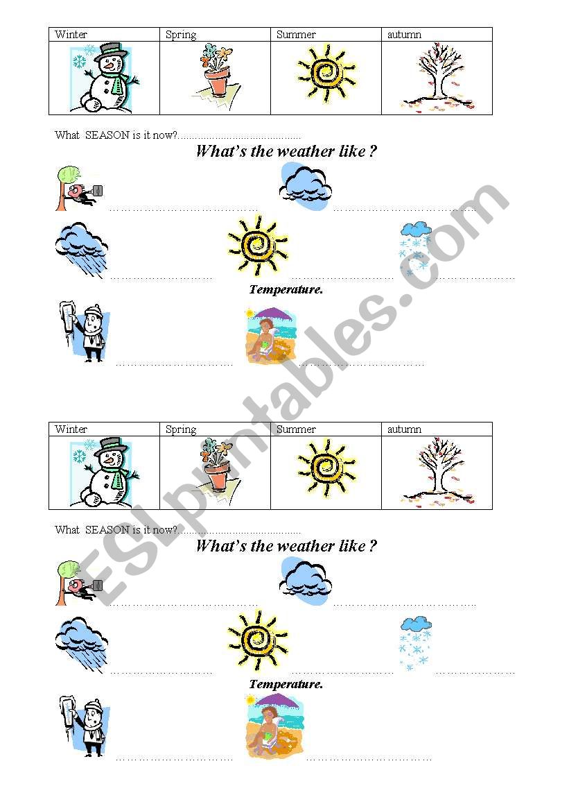 What´s the weather like? - ESL worksheet by elainev