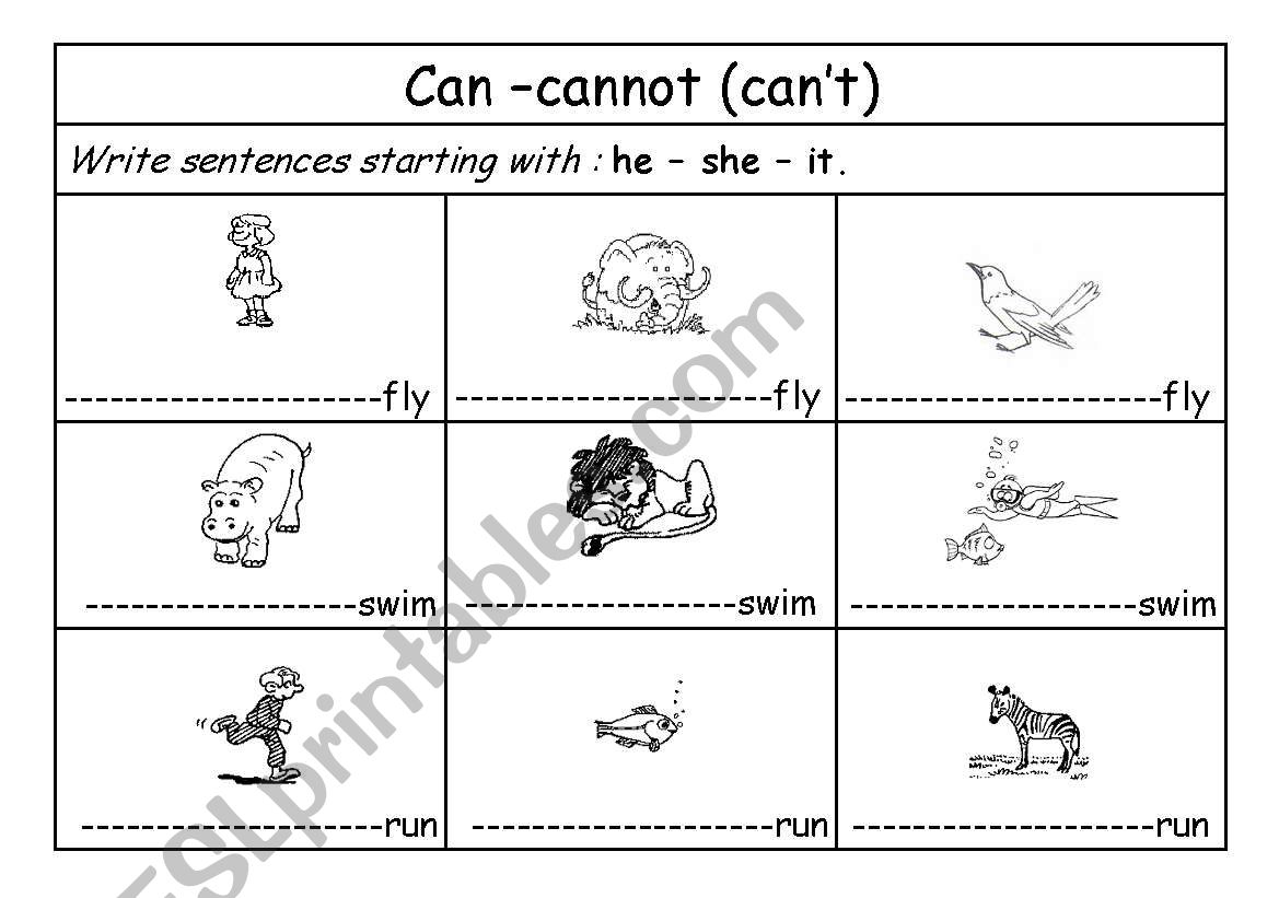 english-worksheets-can-can-t