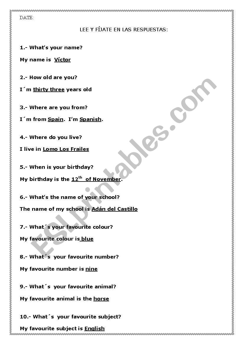 Cuestionariio worksheet