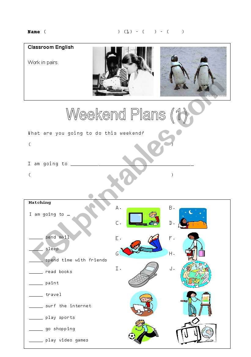 Weekend plans worksheet