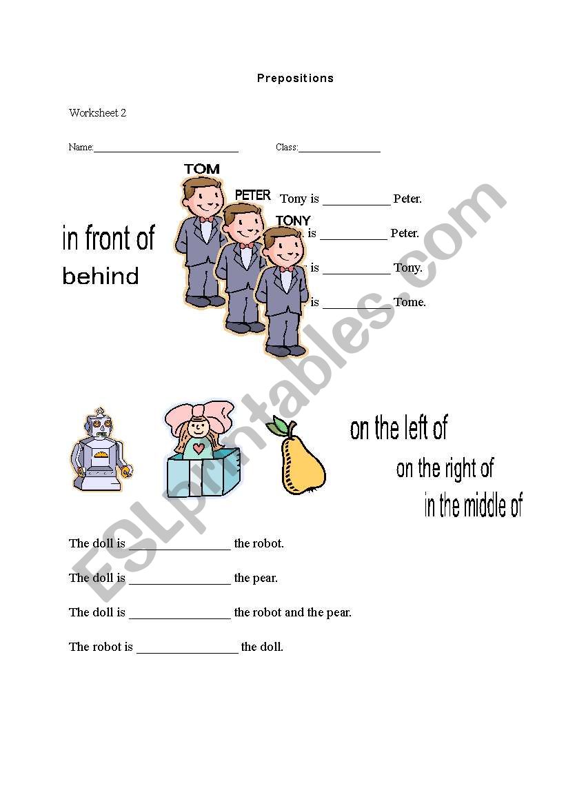 Prepositions worksheet