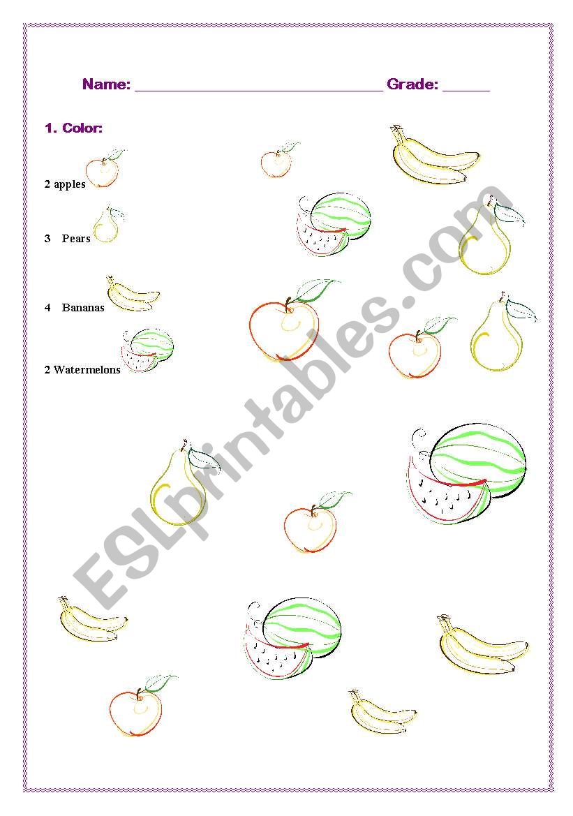 Basic fruits worksheet